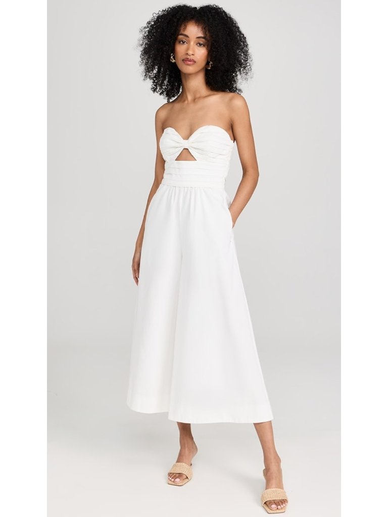 Amur Lulee Strapless Cutout Jumpsuit 8 Us 8 White Wide Leg $428